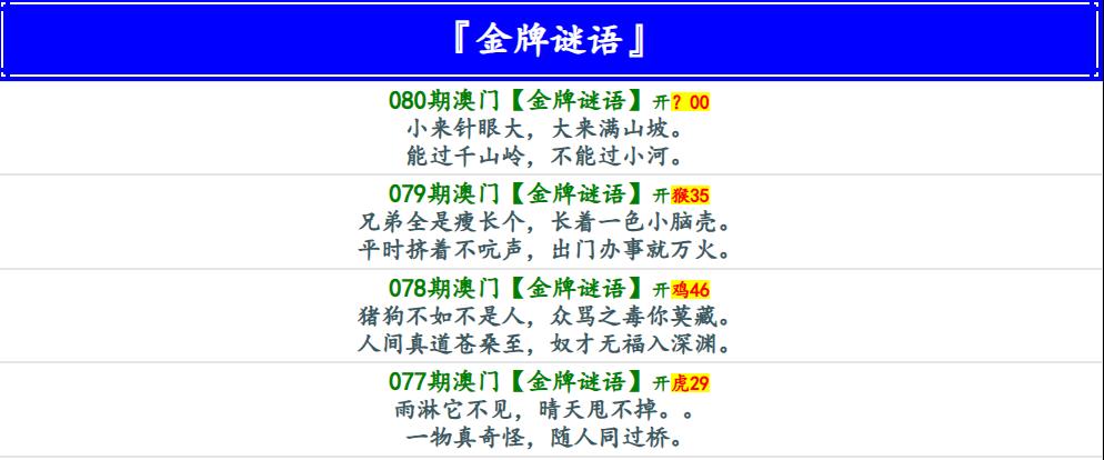 080期金牌谜语[图]